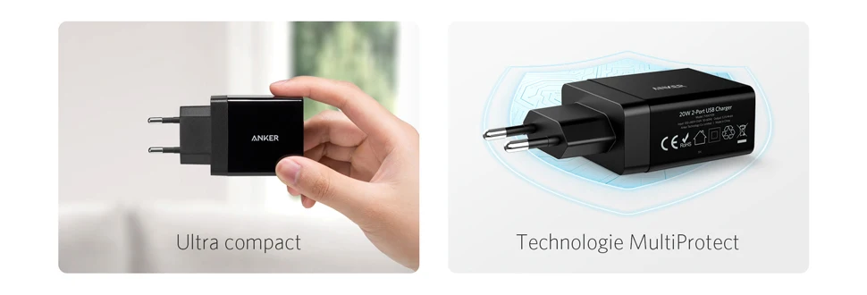 Anker 24 Вт 2-Порты и разъёмы USB Wall Зарядное устройство(вилка стандарта ЕС/Великобритания вилка) и PowerIQ Технология для iPhone, iPad, галактики, Nexus, htc, Motorola, LG и т. д