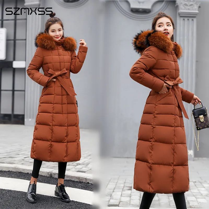 

2018 winter new long fashion Korean jacket women cotton parka large fur collar large size winter coat ropa invierno mujer