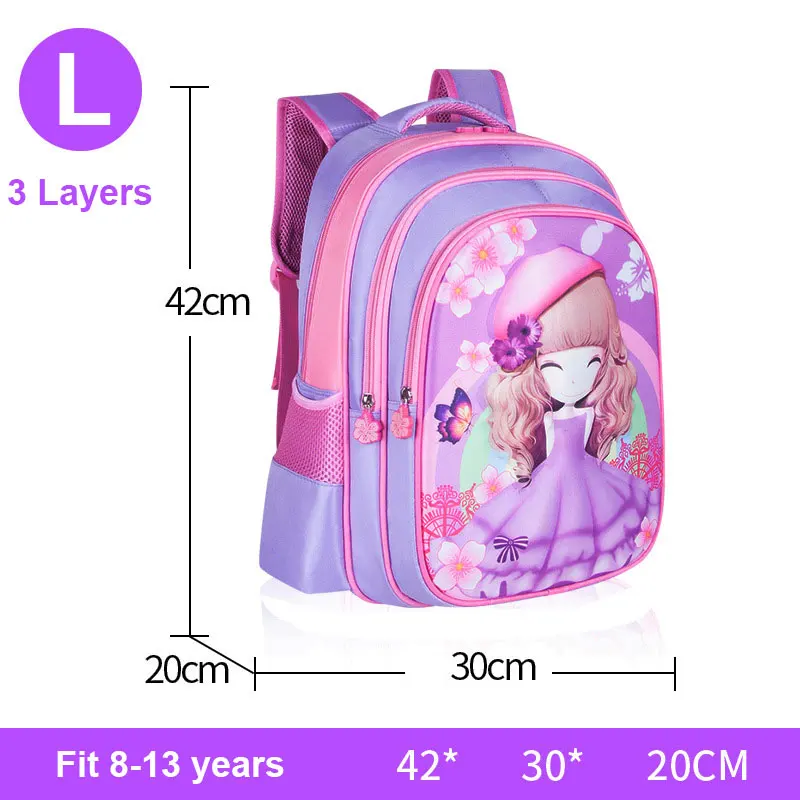 purple Large Size 6 Мультяшная принцесса коса цветок кошка мальчик девочка детский сад детская школьная сумка рюкзак подростковый Холст Дети Студенческие рюкзаки - Цвет: purple Large Size 6