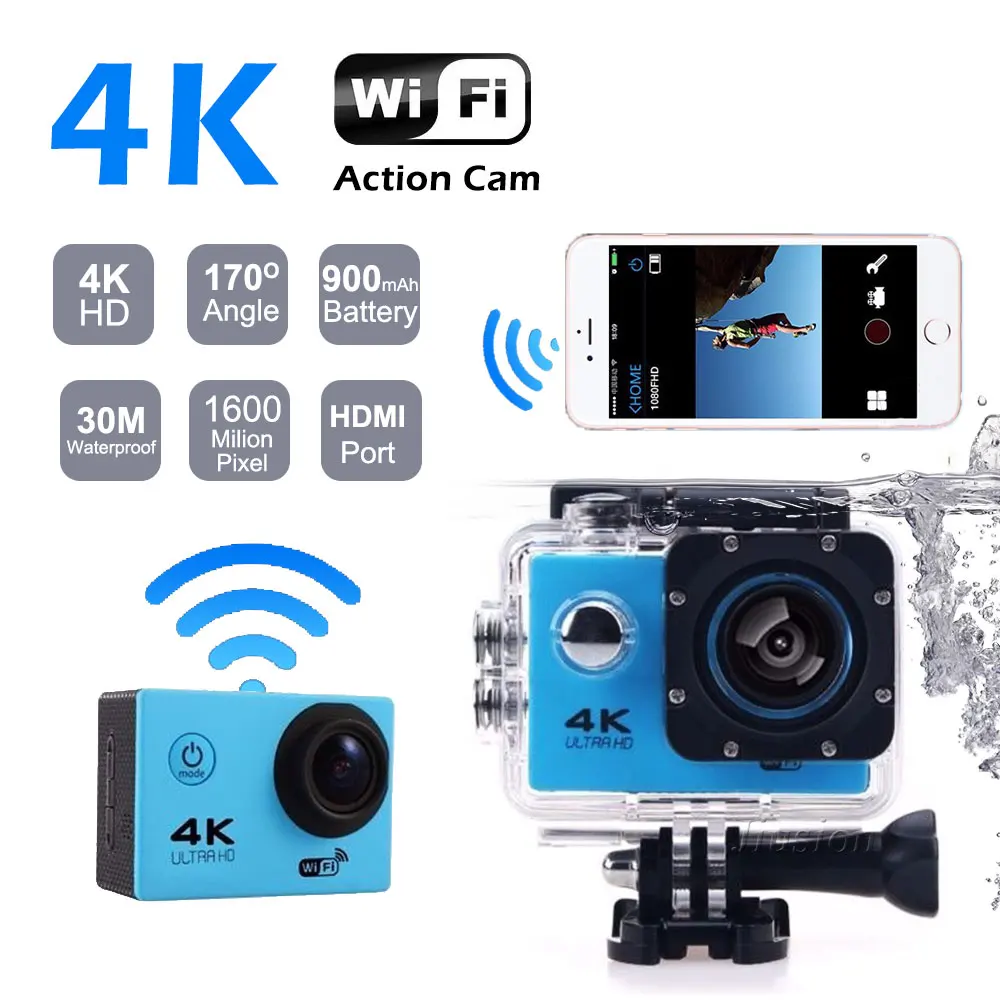 Купить Миниатюрная Спортивная экшн-камера с Wi-Fi 4K Ultra HD, видеорегистратор, видеозаписывающее устройство, уличная микрокамера на шлем с водонепрони...