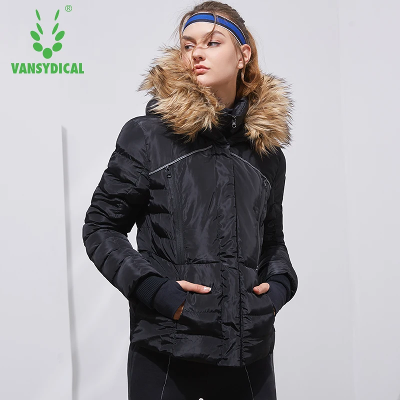 

Vansydical Winter Sports Cotton Coat Women's Long Sleeve Warm Windproof Sportswear Tops Hooded Outdoor Workout Running Jackets