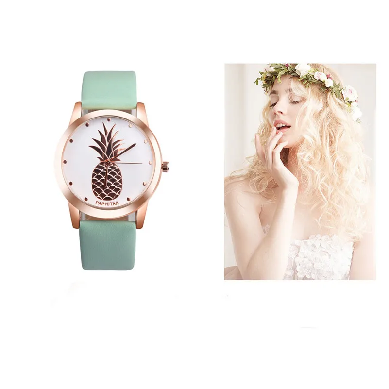 

Women Men Watches New Fashion Pineapple Faux Leather Analog Quartz Wristwatch Luxury Ladies Casual Dress Watch reloj mujer #C