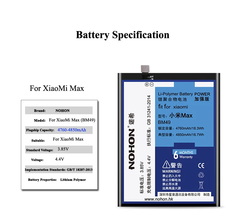Nohon Батарея для спортивной камеры Xiao mi Max BM49 mi Max mi 4C 5 5S 5X6 Max2 8 mi x2 BM22 BM35 BM36 BM31 BM39 BM50 BM3B BM3E литий-полимерные батареи