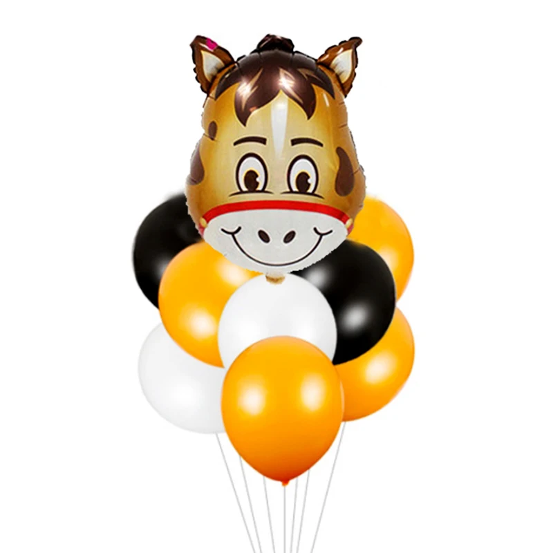 9 шт. фольгированный букет воздушных шаров с головой животного сафари для