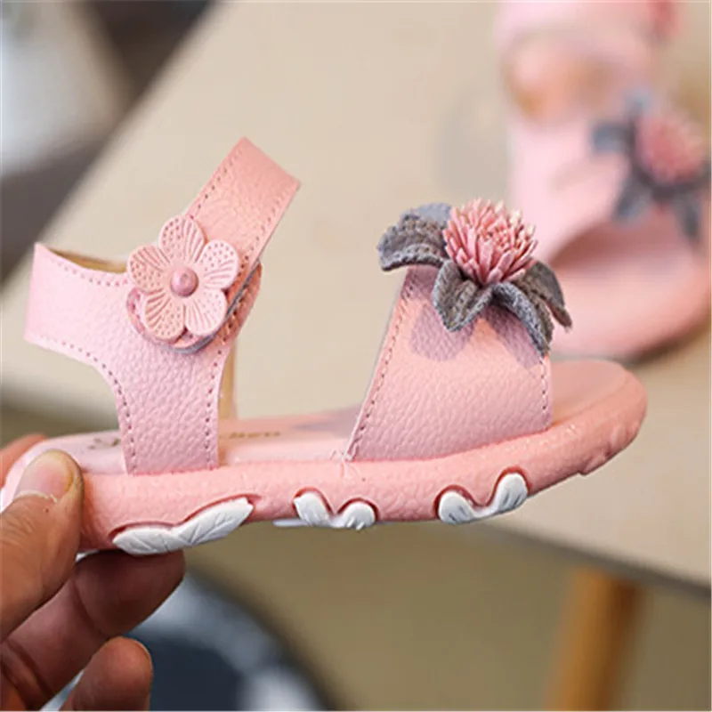Летние Стильные сандалии для малышей детские девочек однотонные принцессы с