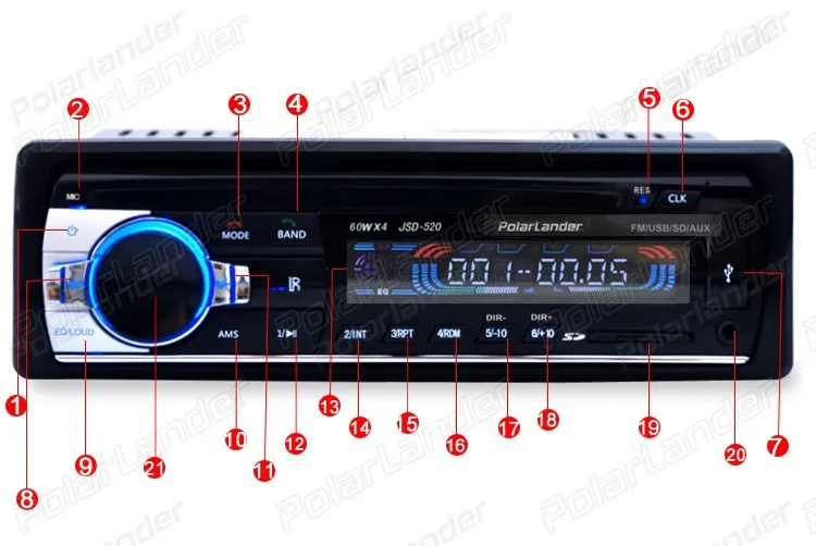 Polarlander автомобильная стереосистема радио 1din Авто Радио Bluetooth FM Aux Вход приемник автомобильное радио, sd, usb 12 В в-тире MP3 мультимедийный плеер