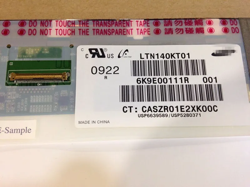 

14'' Laptop LCD LED Screen LTN140KT01 1600*900 40PIN LTN140KT01-001