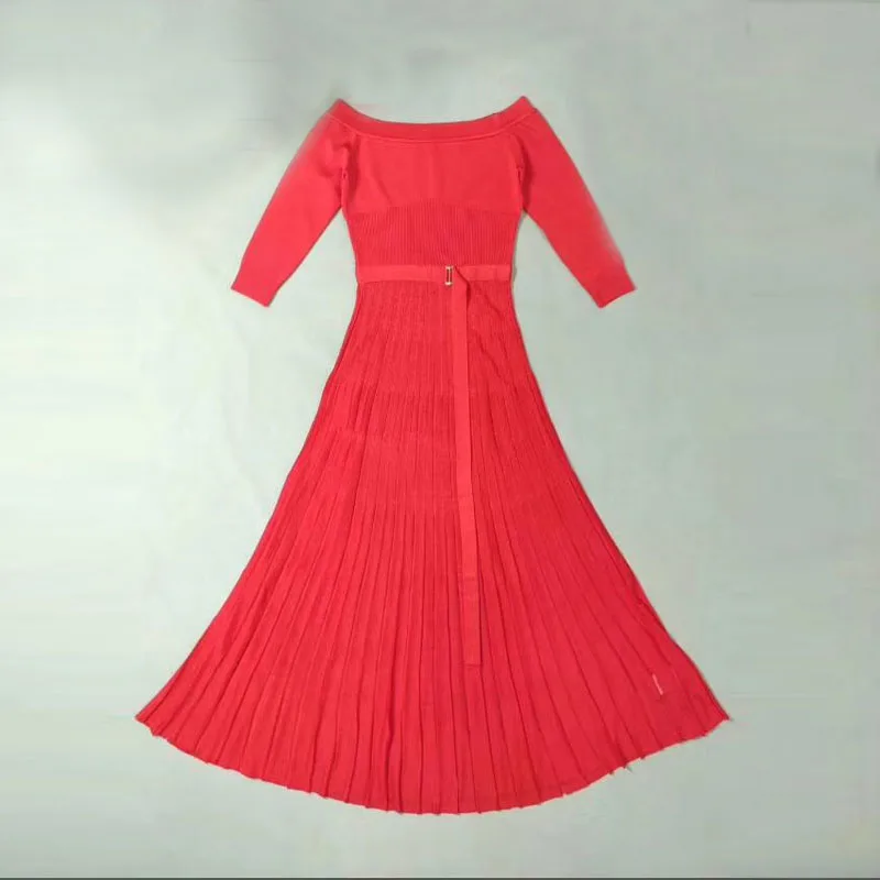 

New Summer Dress 2019 Classic Red Women Dress Sexy Off The Shoulder Long Sleeve Maxi Dress Celebrity Party Vestidos Wholesale