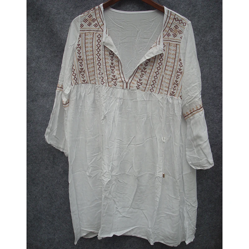 

Cotton Beach Dress bathing suit EmbroiderTunic for Beach Bikini Cover up Saida de Praia Swimsuit Cover up Pareos de Playa Mujer