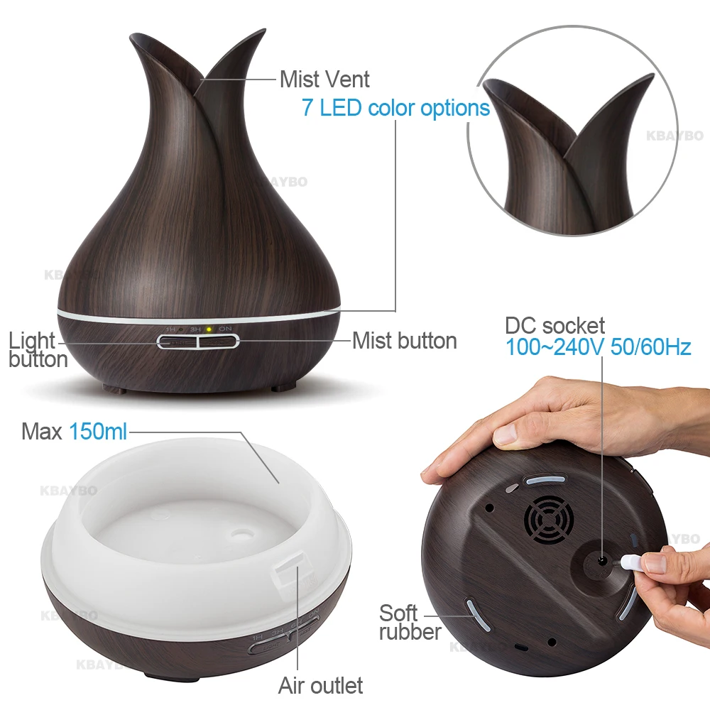 150ml Mini humidifier Electric Aroma Essential Oil Diffuser with LED night light Ultrasonic humidfiers for home office | Бытовая