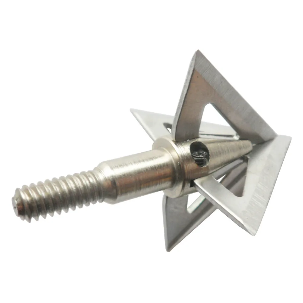 

3Pcs 100Grain 4-blade Cross Stars Silver Broadhead Stainless Steel Arrow Point Hunting for Crossbow