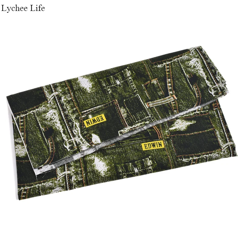 Lychee Life японский стиль половина метра джинсовая ткань с принтом для одежды
