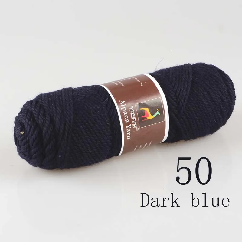 50 dark blue TPRPYN 1 шт = 100 г Шерсть альпака мягкая теплая вязка камвольная Шерсть альпака вязание крючком Пряжа нитки шарфы перчатки ручной работы чистый Multic - Цвет: 50 dark blue