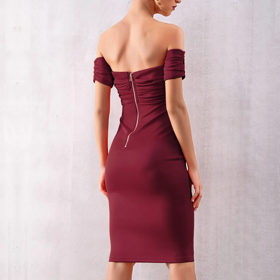 Женское платье с вырезом лодочкой DressBird оранжевое облегающее и для лета|Женские