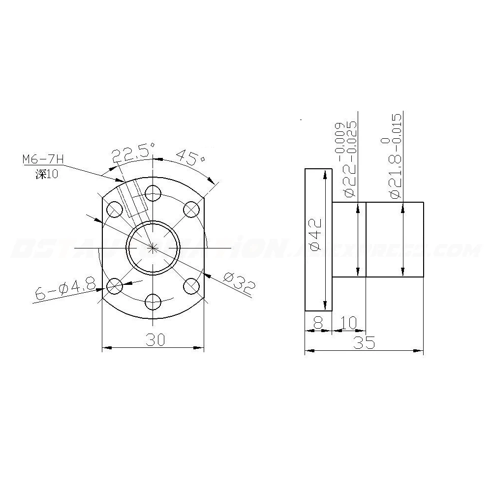 Концевая обработанная шариковая гайка 1204 400 мм шариковый винт SFU1204 FK10 FF10 22 Корпус