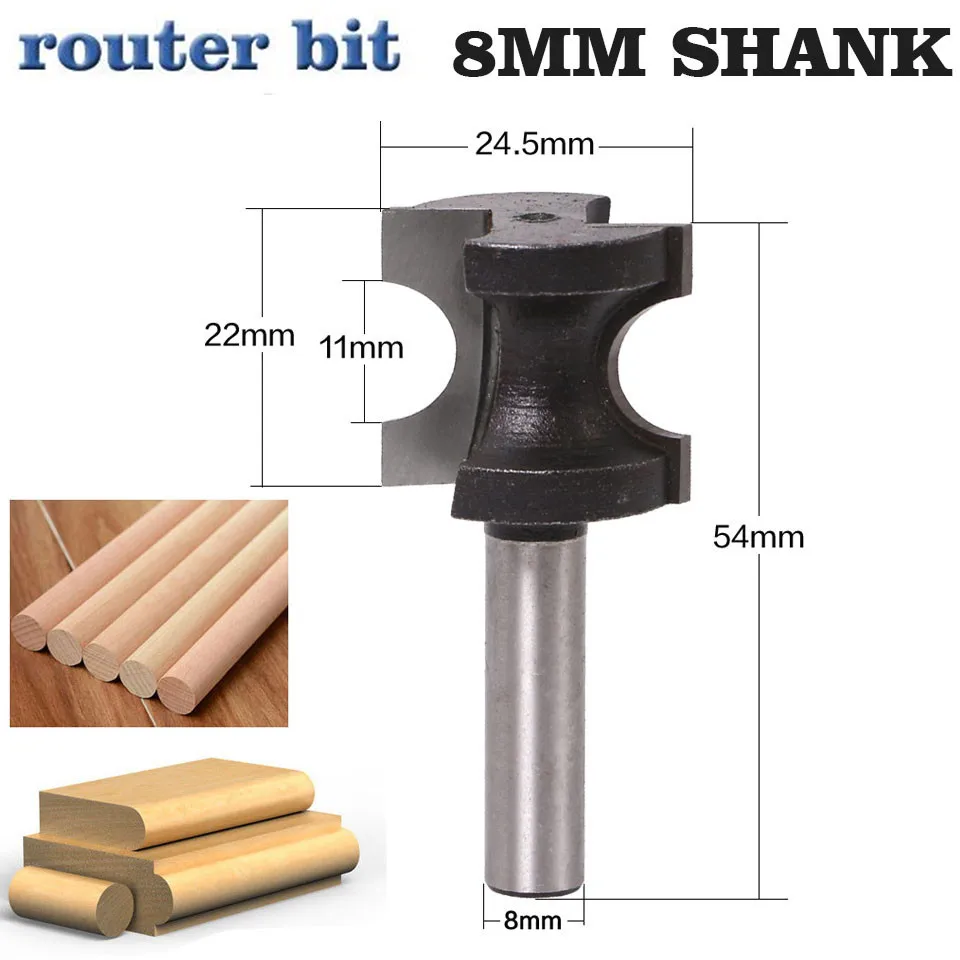 Фреза по дереву с хвостовиком 8 мм насадка из карбида вольфрама Полукруглая для