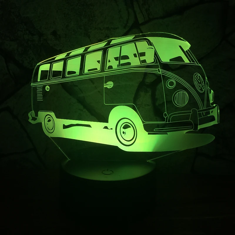 3D Lamparas няня автомобиль автобус 7 цветов Изменение градиента RGB Ночной светильник Иллюзия спальня прикроватная лампа Декор для детей рождественские игрушки подарки