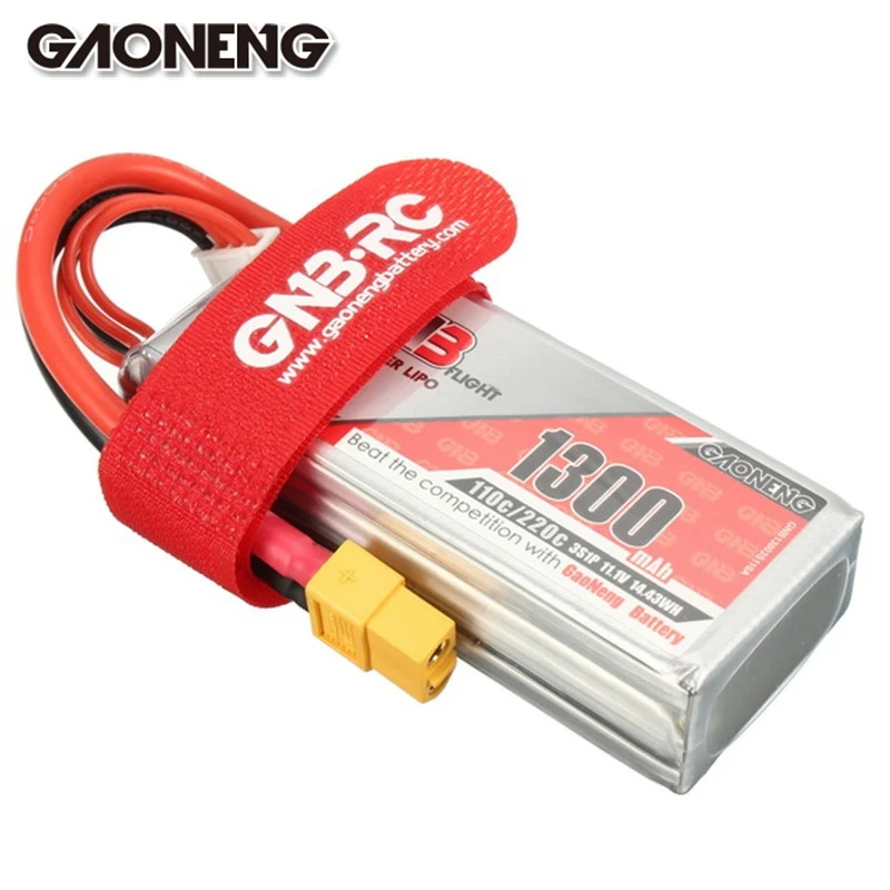 Gaoneng GNB 11 1 В 1300 мАч 3S 110C 220C Lipo батарея XT60 разъем с ремешком для радиоуправляемого