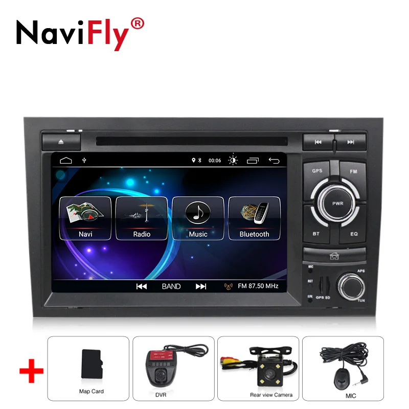 NaviFly DSP Android 9 четырехъядерный автомобильный Радио мультимедийный плеер для Audi A4 S4 RS4 2002-2008 с dvd gps функция зеркального соединения 2 Din