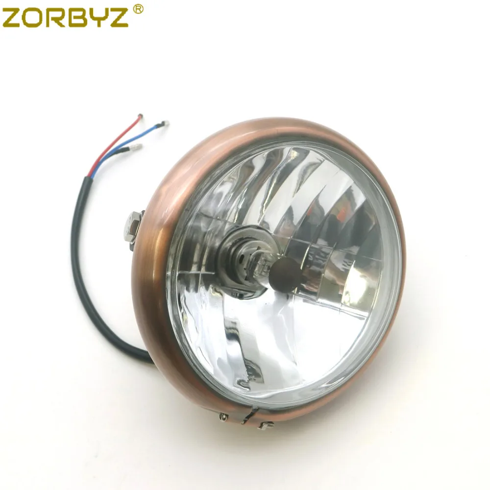 ZORBYZ мотоциклетная Ретро металлическая медная передняя фара с боковым