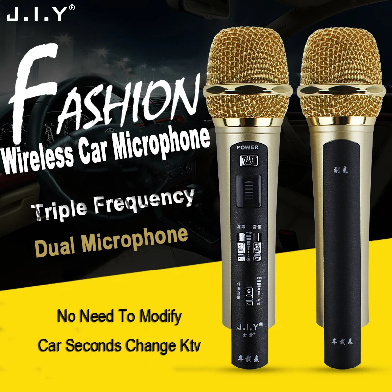 

JIY Dual Metal condenser wireless Microphone High fidelity sound Professional Double studio microphones for karaoke music MIC