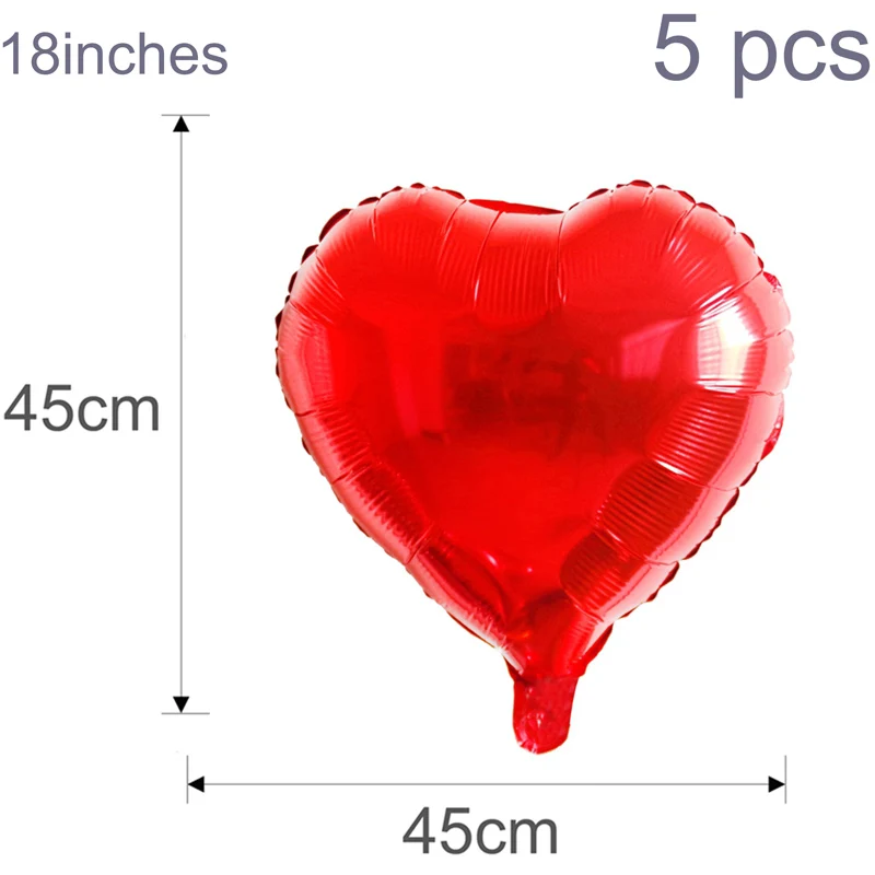 5pcs red Huiran, 5 шт. в партии, 18 дюймов с днем рождения воздушные шары "сделай сам" сердце шары звезда Globos День рождения Декор детей шарики для свадьбы Любовь следа - Цвет: 5pcs red