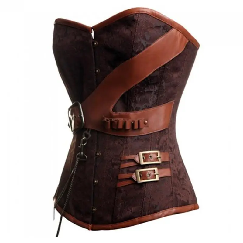 Женский корсет в стиле стимпанк коричневого цвета|bustier gothic|corset bustiergothic steampunk |