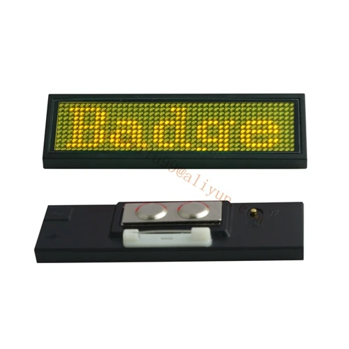 yellow 44*11 светодиодный именной значок многоразовый ценник перезаряжаемая именная лента офисное магнитное название метки - Цвет: yellow