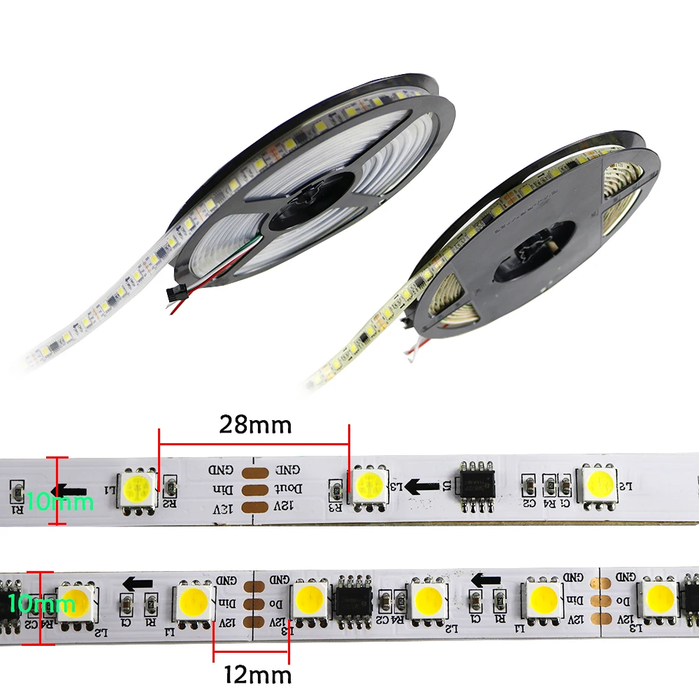 

LED Strip WS2811 5050 SMD Felxible Addressable Digital Ribbon 30/60LEDs Waterproof DC12V IC Control For Home Decoration DF0