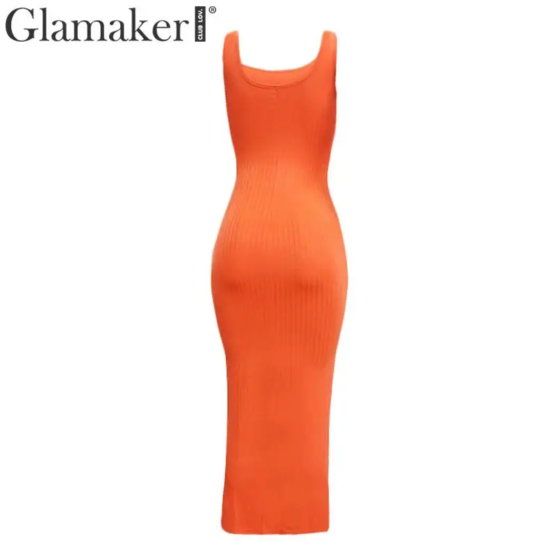 Glamaker сексуальное трикотажное длинное платье неонового цвета Элегантное летнее