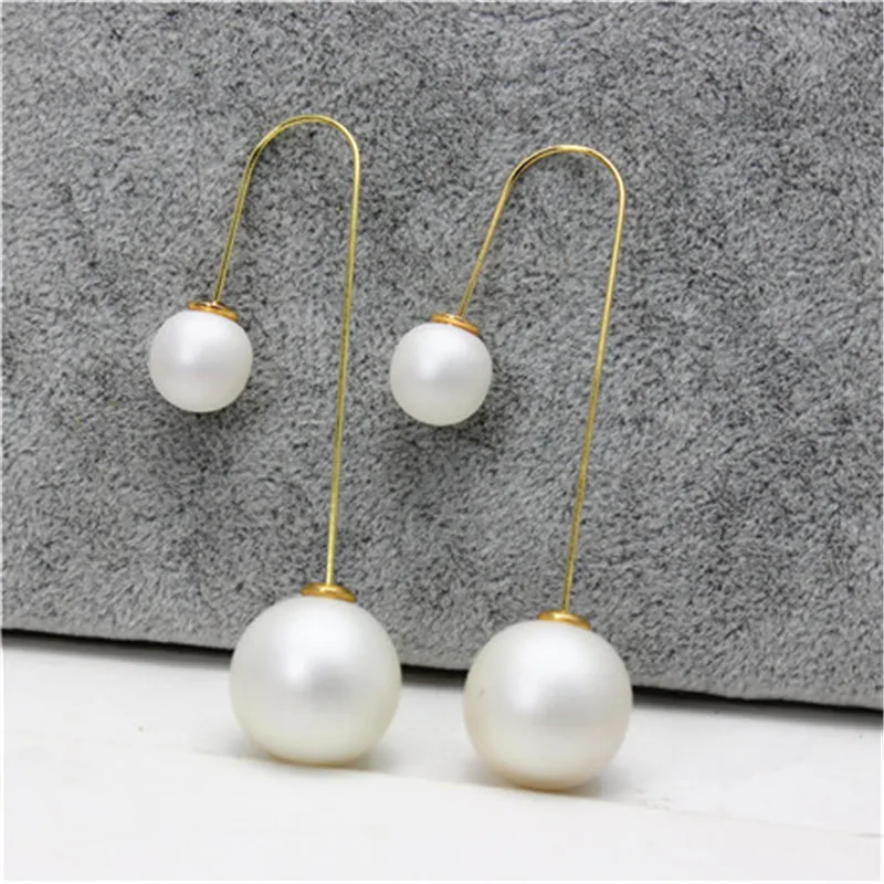 2019 hot design fashion brand jewelry double side stud earrings for women candy color beads long earings | Украшения и аксессуары