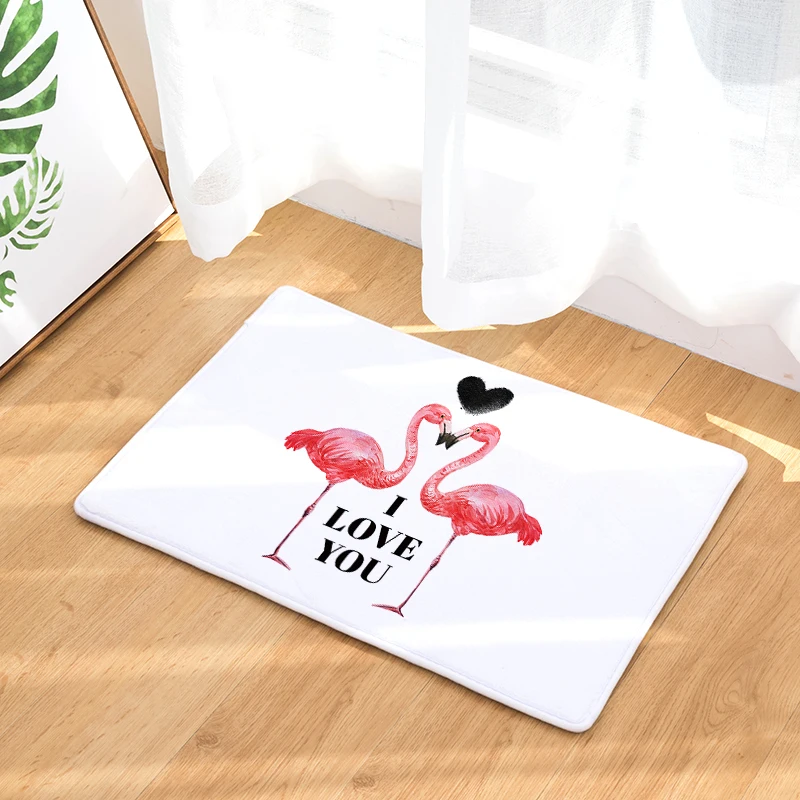 Nordic INS style printed door mat Flamingo cartoon carpet plant bedroom bed covered with blanket | Дом и сад