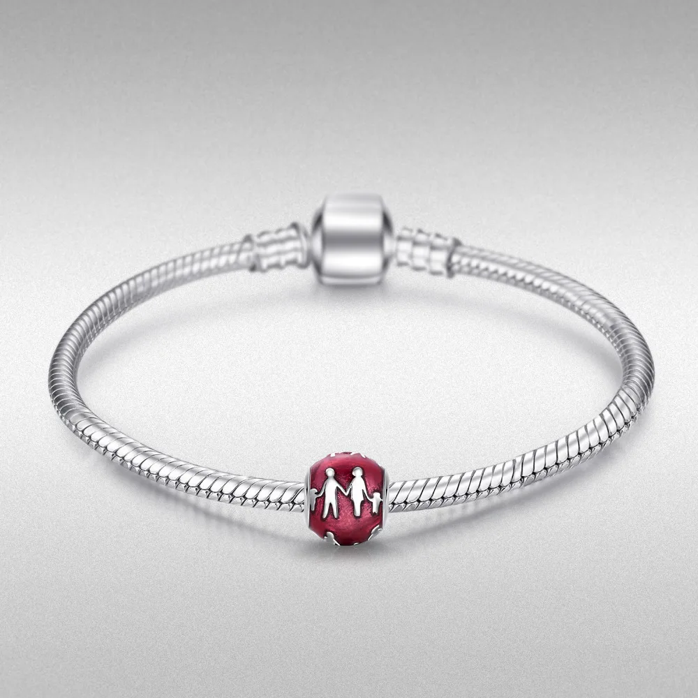 Jewelrypalace стерлингового серебра 925 Семья Бонд Pueple Мурано Стекло бисер Подвески Fit
