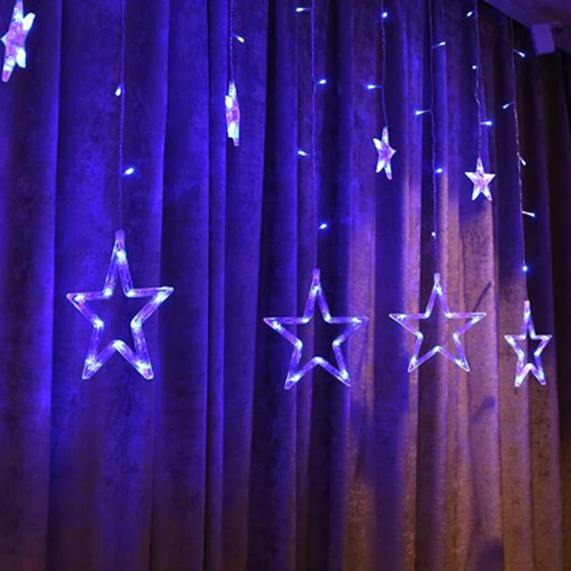 Christmas LED Lights AC/US/EU/UK Romantic Fairy Star Curtain String Lighting For Holiday Wedding Garland Party Decoration | Лампы и