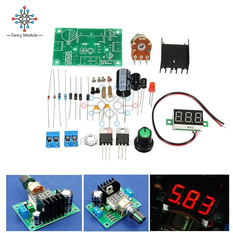 DIY Kit Электрический LM317 регулируемый регулятор напряжения понижающий модуль питания со светодиодной измерительной панелью