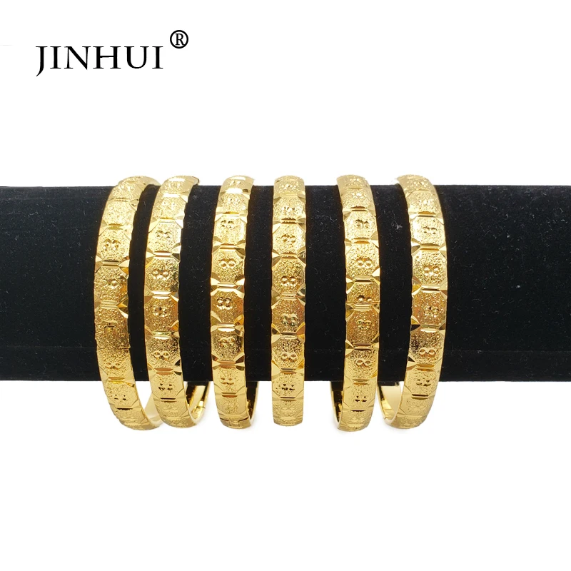 Jin Hui New Fashion lady Luxury Gold Color Jewelry Bangles Ethiopian African Women Dubai Bracelet Party wedding Gifts Can Open