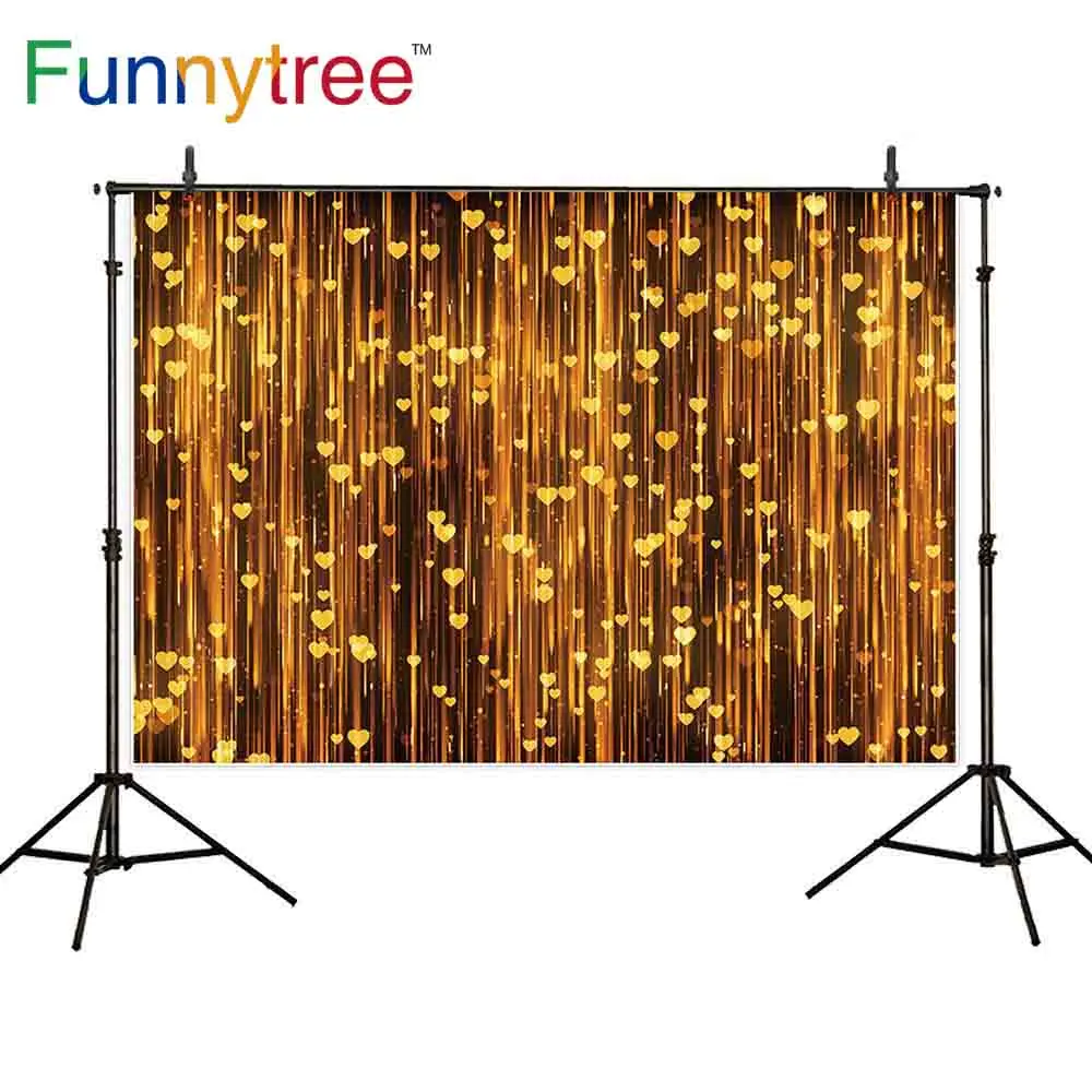 Фон Funnytree для фотосъемки с золотыми линиями любовь огни День Святого Валентина