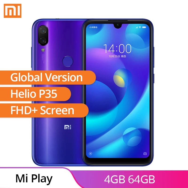 Местная доставка глобальная версия Xiaomi Mi Play 4 Гб 64 Смартфон Octa Core Helio P35 5 84 &quotFHD +