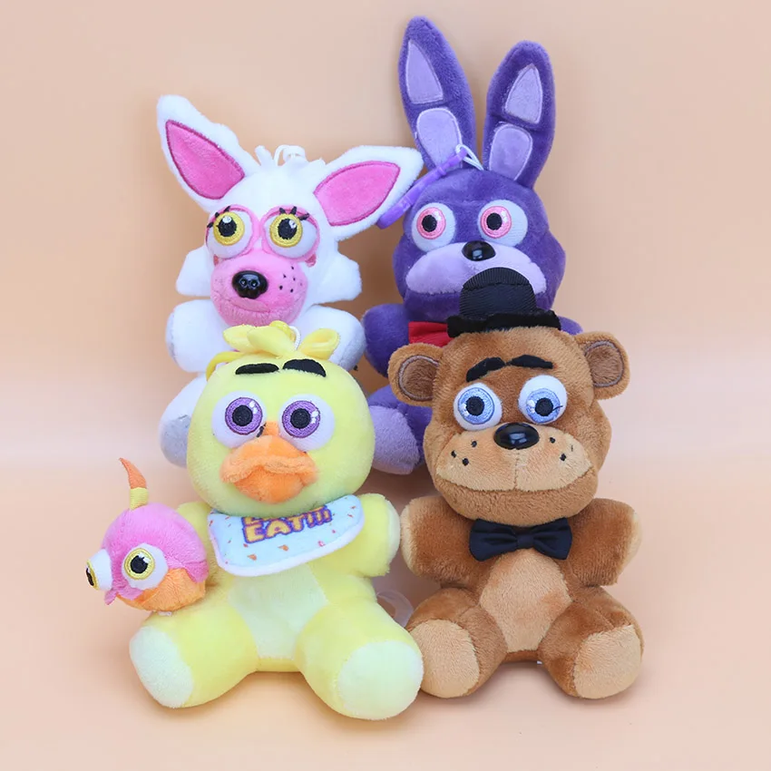 14 см плюшевые игрушки кукла кулон пять ночей у Фредди 4 FNAF мангл Фокси медведь Фредди Бонни и Чика плюшевые брелки фигурка игрушки