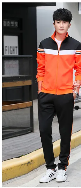 MEN ORANGE Спортивный костюм для бега, весна-осень, спортивные костюмы для бега, мужские и Wo мужские s 78 - Цвет: MEN ORANGE
