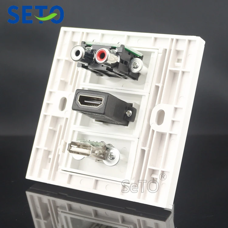 SeTo 86 Тип красный и белый аудио + HDMI USB разъем настенная пластина Keystone лицевая