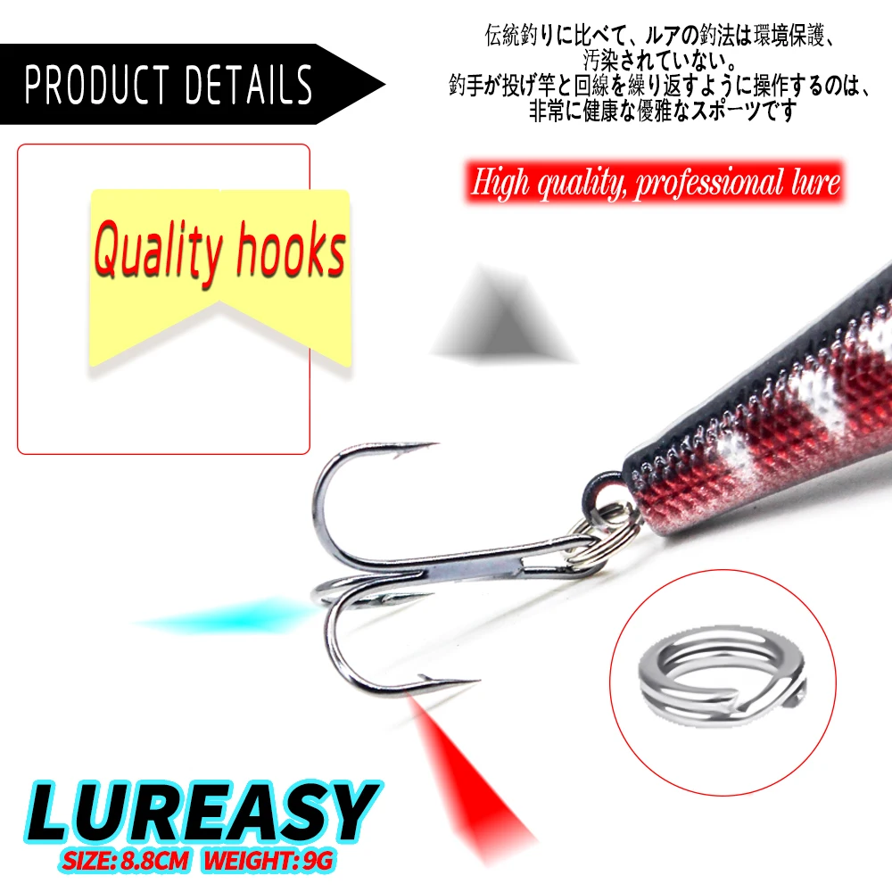 LUREASY fishing lure 8CM 9G bass floating minnow fish wobbler crankbait Japan Pesca carp | Спорт и развлечения