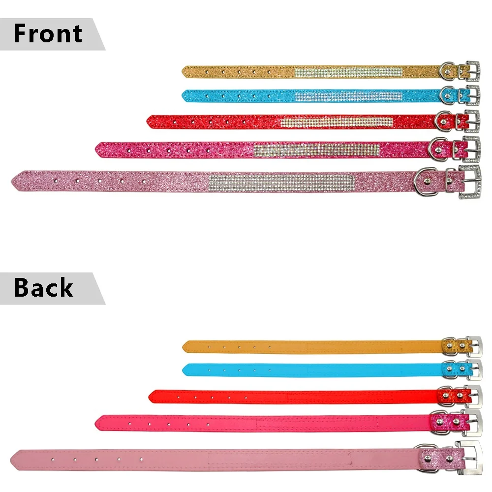 Comwarm Bling Diamante блестящими стразами искусственная кожа Cat ошейники розовый для малых и средних собак 5 цветов Размеры XS размеры S, M, l