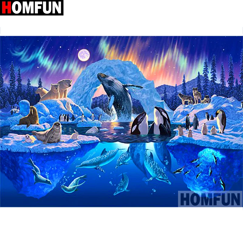 

Алмазная живопись HOMFUN A15405, алмазная вышивка «ледник», полная выкладка/круглая, для домашнего декора, 5D, «сделай сам», A15405