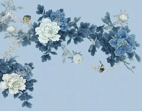 3d обои Beibehang ручная роспись фокусы цветы и птицы Картина Пионы цветы богатый фон Настенные обои для стен 3 d