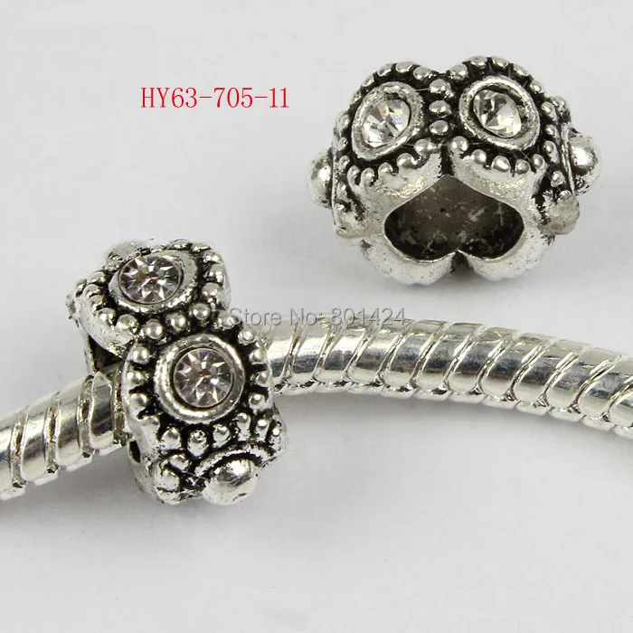 Бусины из горного хрусталя с большим отверстием для европейской цепи 25 шт. 63-705 -