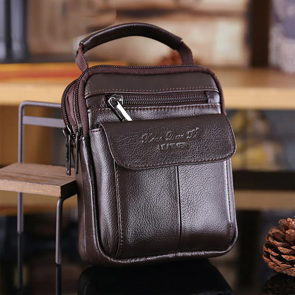 Поясная Сумка из натуральной воловьей кожи для мужчин забавная маленькая