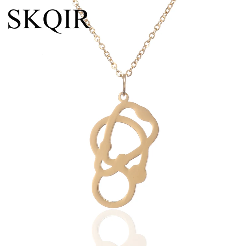 

SKQIR Unique Shape Stethoscope Necklaces Gold Color Stainless Steel Chain Necklace Geometrical Medical Jewelry for Nurse Doctor