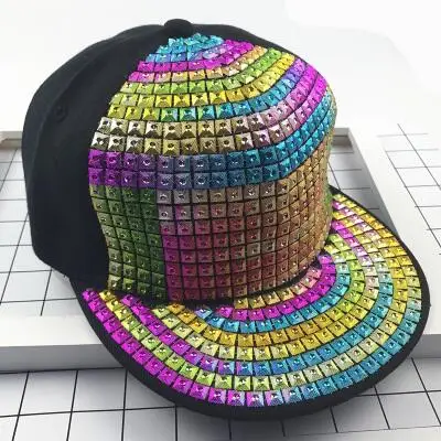 Шипами заклепки ногтей ручной работы змеиной кожи роскошные брендовые Snapback для женщин мужчин белый черный новинка бейсболка Шляпы - Цвет: 16