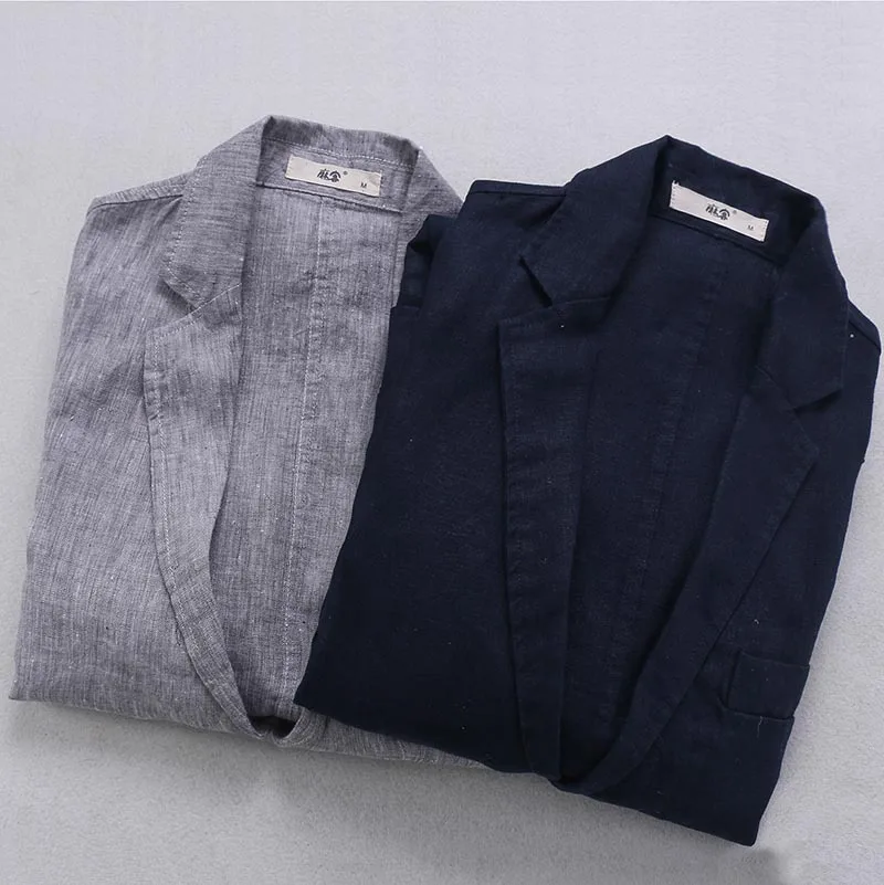 Пиджак мужской льняной повседневный однотонный модный итальянский Блейзер